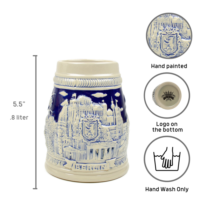 Cobalt Blue Landmarks of Berlin .8L German Beer Stein