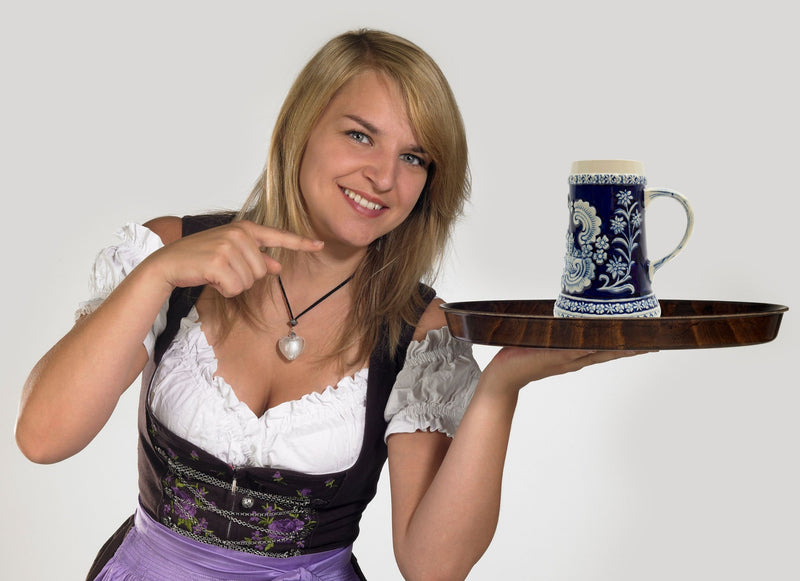 German Castle Engraved Ceramic Beer Stein