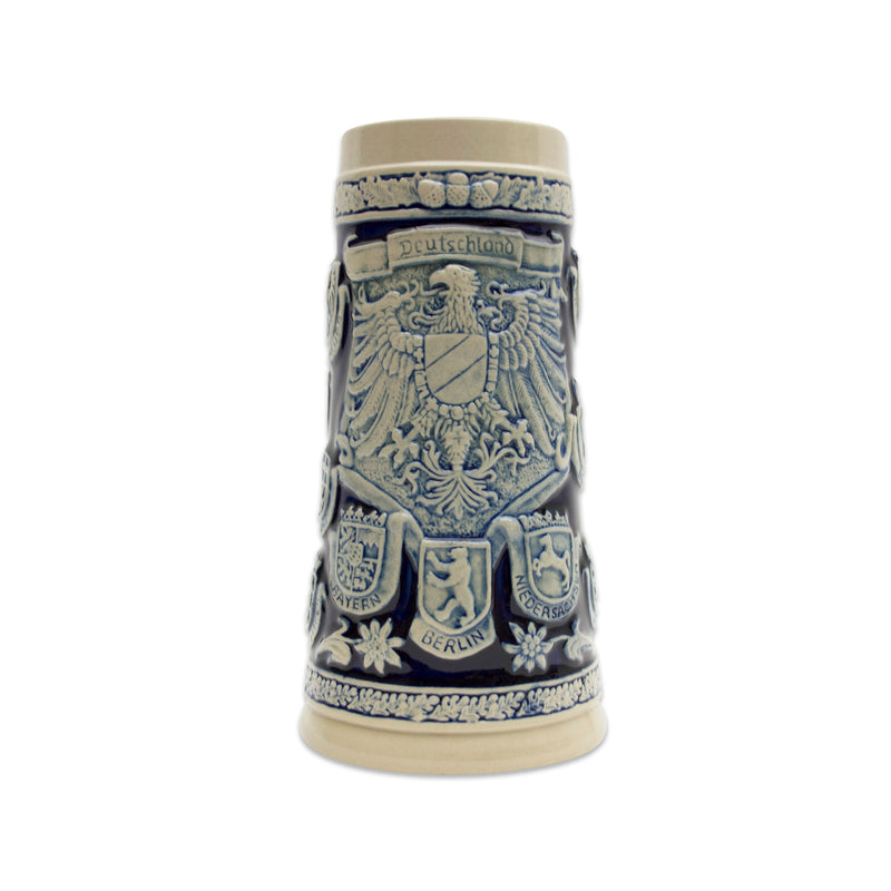 Cobalt Blue Germany Coats of Arms Engraved Beer Stein