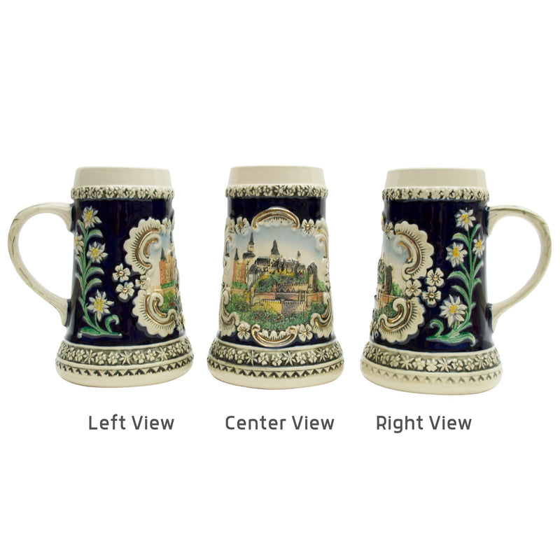 Scenic Bavarian Castle Engraved German Beer Stein