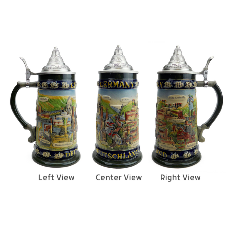 Legends of Germany Collectible German Beer Stein with Metal Lid