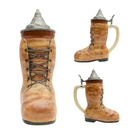 Unique Beer Boot Ceramic Stein with Engraved Metal Lid