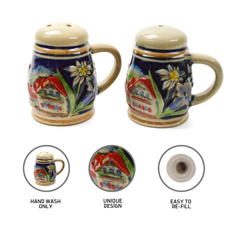 Alpine Village Engraved Beer Stein Salt & Pepper Set