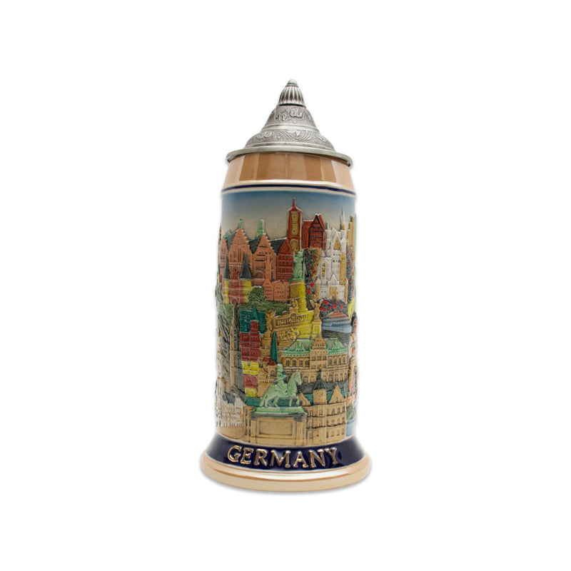 Landmarks Across Germany 1L Colorful Lidded German beer Stein