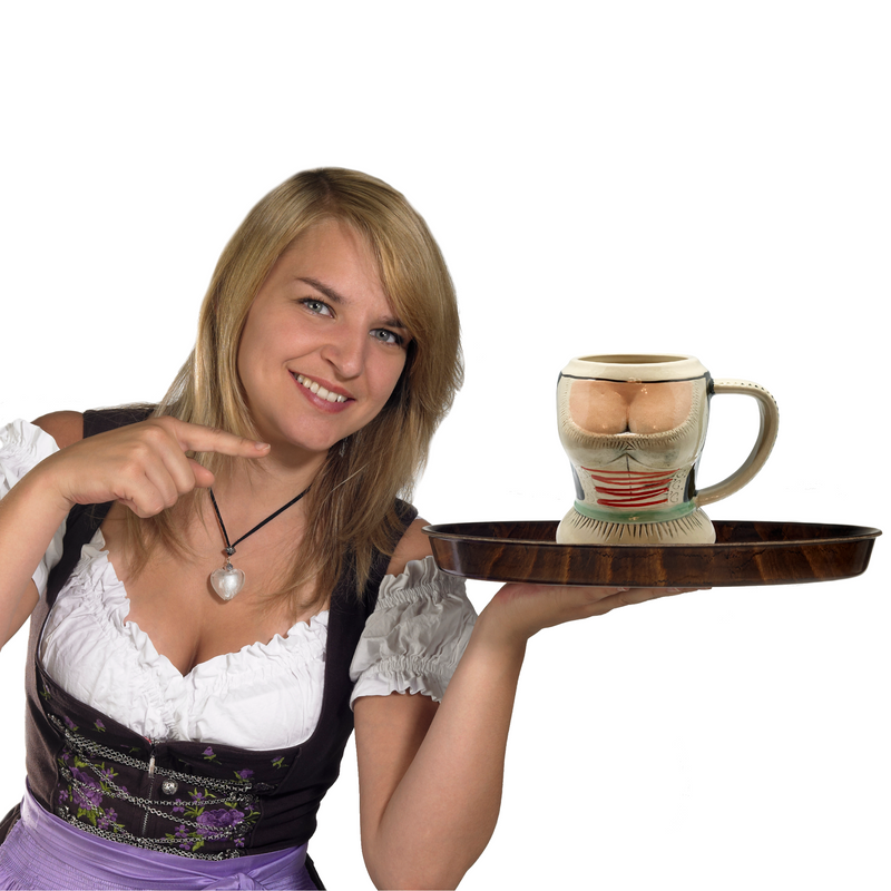 German Lady in Dirndl Ceramic Beer Stein