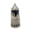 Oktoberfest & Edelweiss Cobalt Blue Ceramic Beer Stein with Ornate Metal Lid