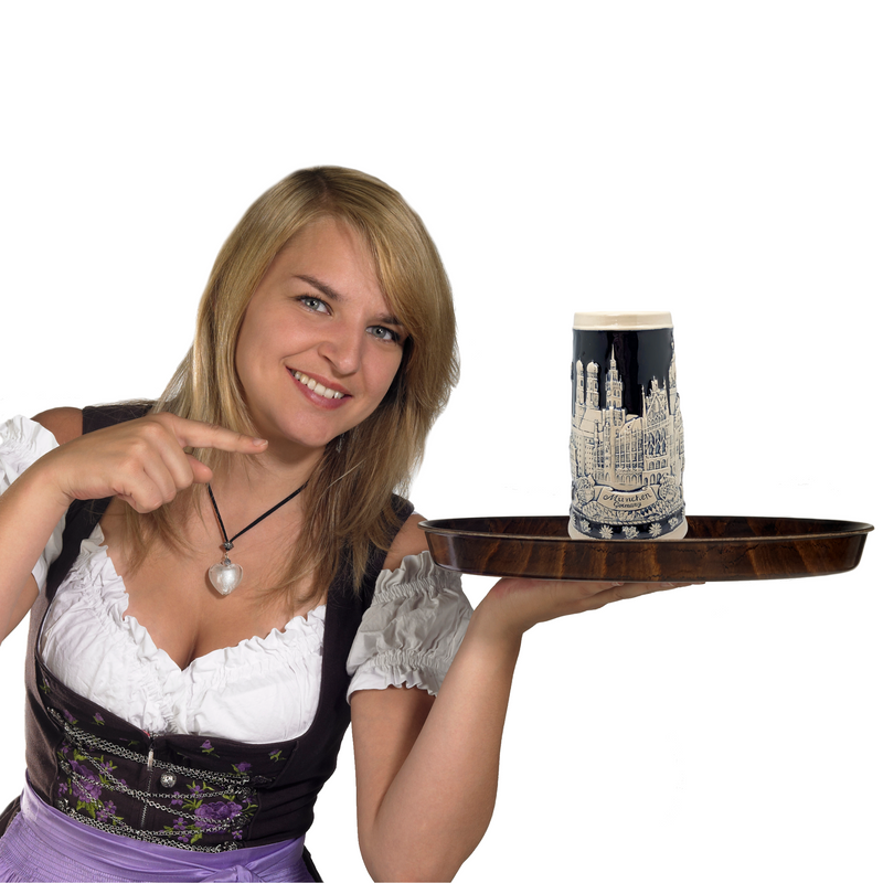 Oktoberfest & Edelweiss Cobalt Blue Ceramic Beer Stein