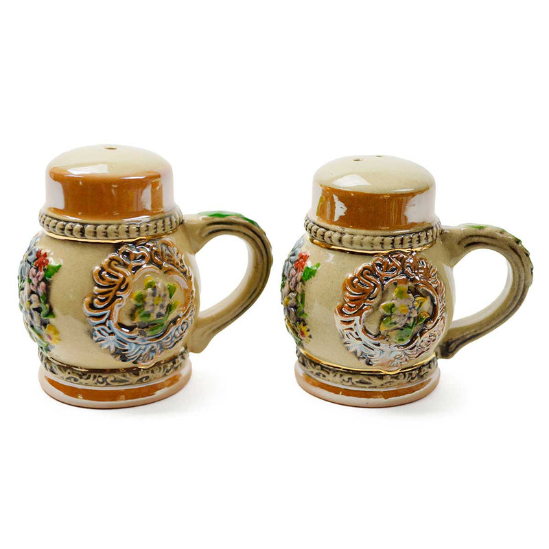 Alpine Flowers Engraved Beer Stein Salt And Pepper Set