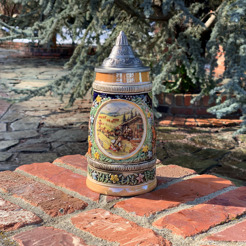 Spring in Germany Beer Stein .55 Liter with Metal Lid