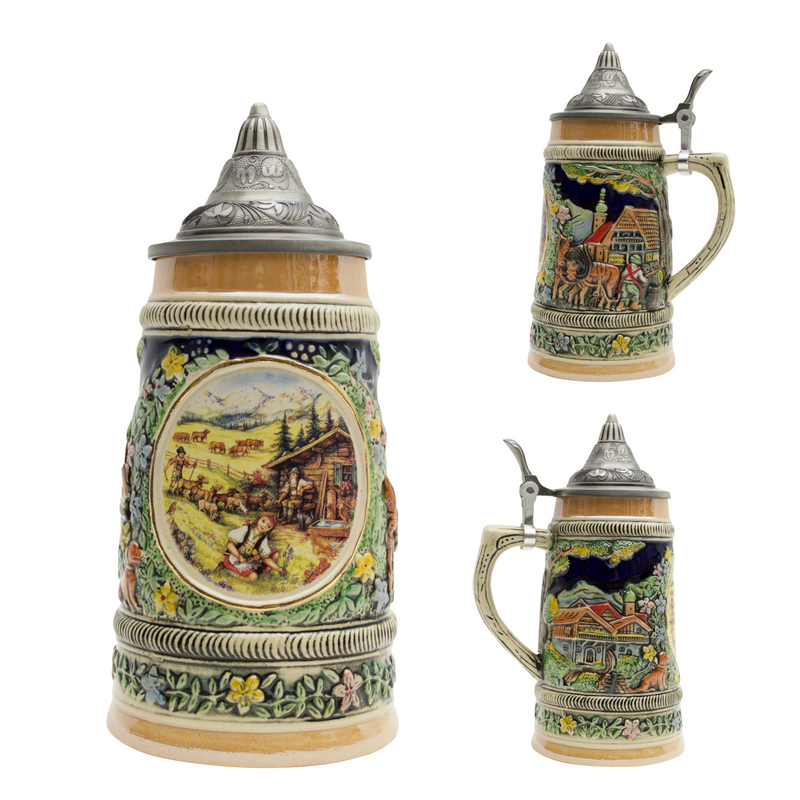 Spring in Germany Beer Stein .55 Liter with Metal Lid