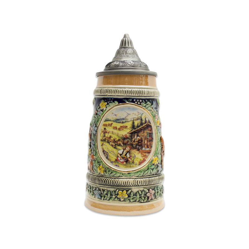 Spring in Germany Beer Stein .55 Liter with Metal Lid