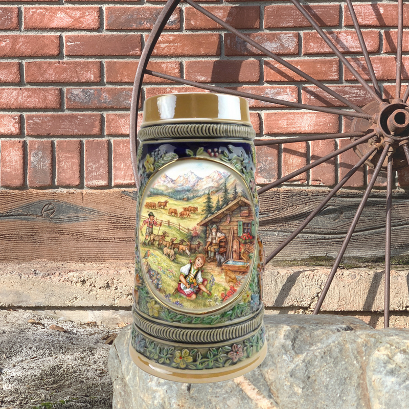 Spring in Germany Beer Stein .55 Liter Embossed Ceramic