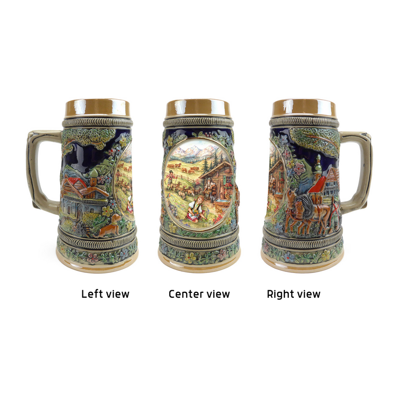 Spring in Germany Beer Stein .55 Liter Embossed Ceramic