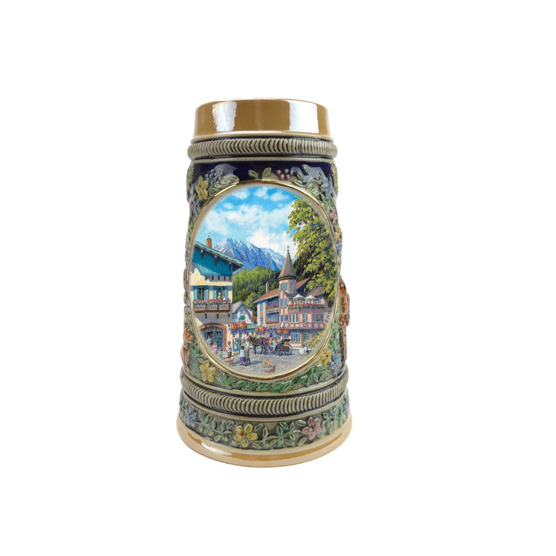 Summer in Germany Beer Stein .55 Liter Embossed Ceramic