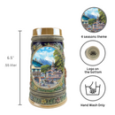 Summer in Germany Beer Stein .55 Liter Embossed Ceramic