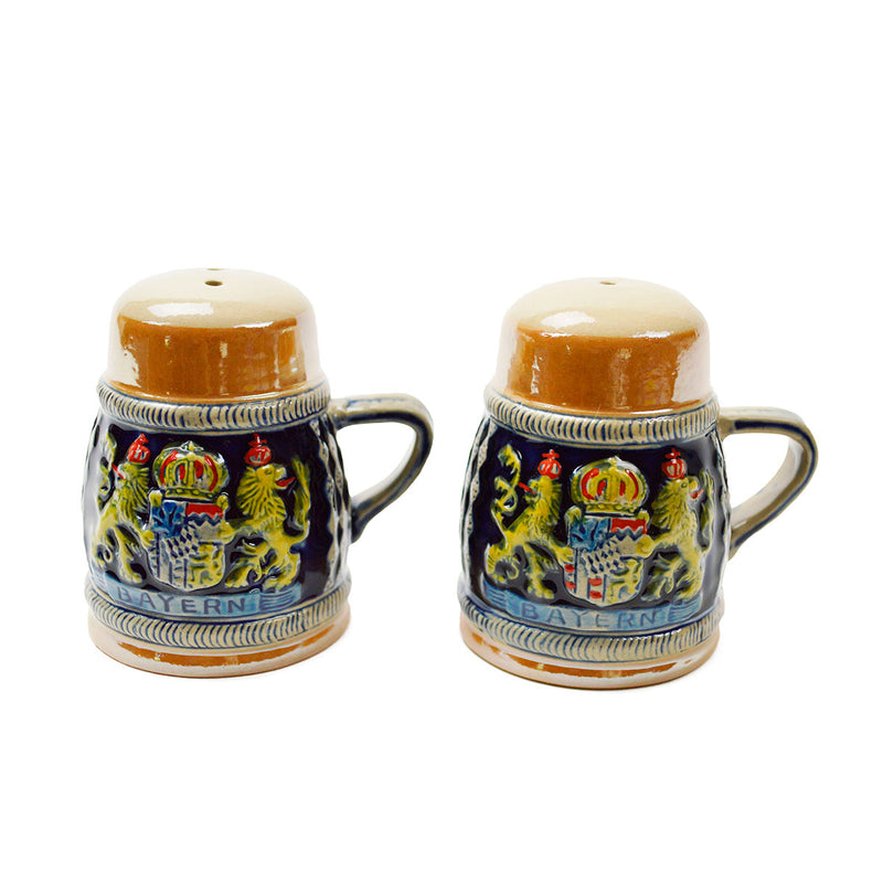 Bayern Coat of Arms Engraved German Beer Stein Salt & Pepper Set