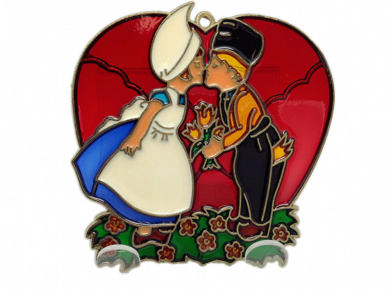 Red Heart Shaped Kissing Couple Sun catcher - Below $10, Blue, Collectibles, Decorations, Dutch, Heart, Home & Garden, Kissing Couple, PS-Party Favors Dutch, Red, Sun Catchers