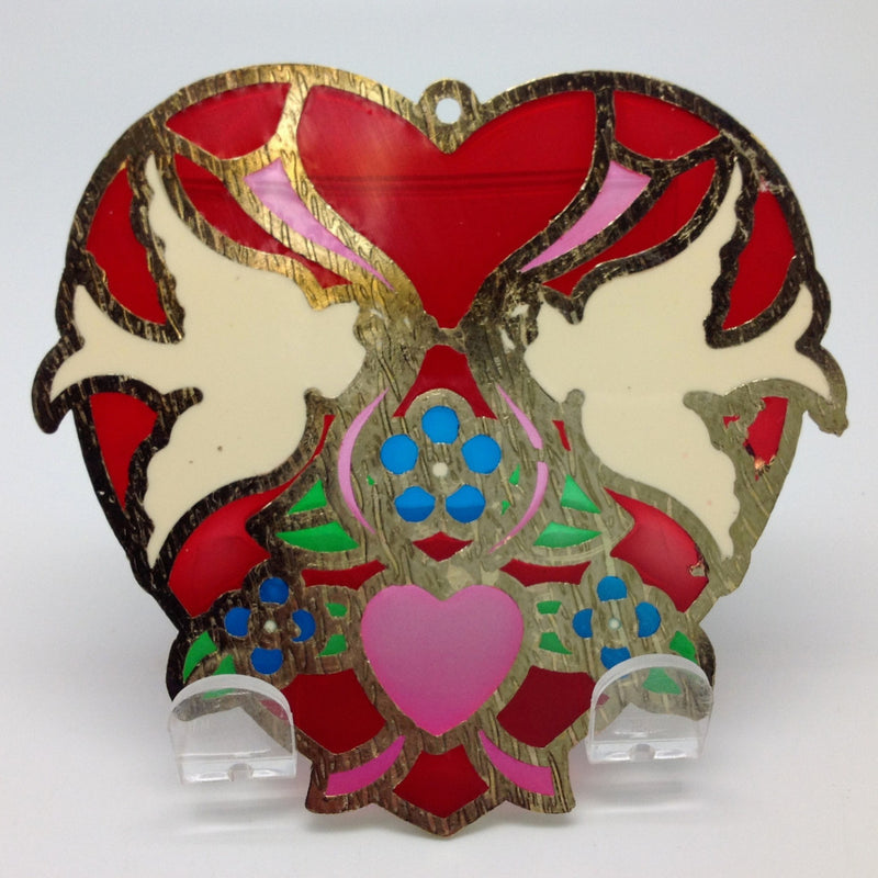 Red Heart Shaped Kissing Lovebirds Sun Catcher - Blue, Collectibles, Decorations, General Gift, Heart, Home & Garden, Kissing Couple, Red, Sun Catchers - 2