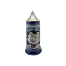 Cobalt Blue Oktoberfest Beer Mug with Engraved Metal Lid and Festival Metal Medallion of German Wagon & Draft Horses