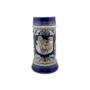 Cobalt Blue Oktoberfest Beer Mug with Engraved Festival Metal Medallion of German Wagon & Draft Horses