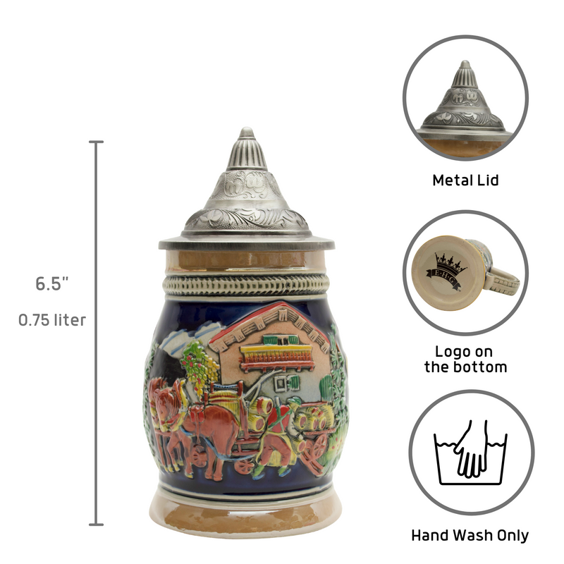 Oktoberfest Beer Hops Harvest Beer Stein with Engraved Metal Lid