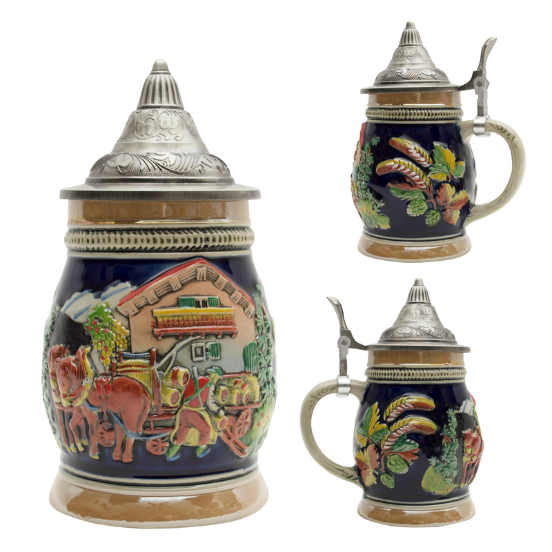 Oktoberfest Beer Hops Harvest Beer Stein with Engraved Metal Lid