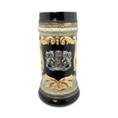Charcoal Black Ceramic Stein Mug with Bayern Germany Coat of Arms Engraved Metal Medallion
