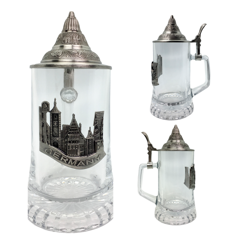 .5L Village Medallion Lidded Glass Mug