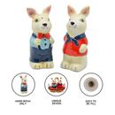 Animal Salt & Pepper Shakers Rabbits Basket