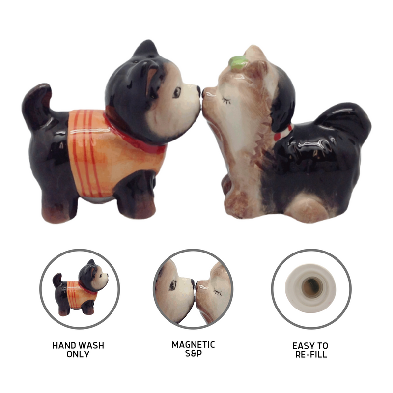 Ceramic Salt & Pepper sets Magnetic Dogs