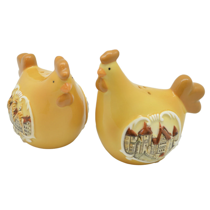 European Themed Ceramic Chicken Salt & Pepper Set