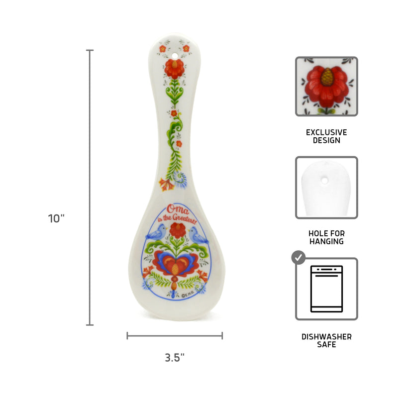 "Oma is the Greatest" Spoon Rest with Birds Artwork