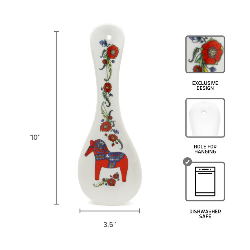 Swedish Red Dalarna Horse Ceramic Spoon Rest