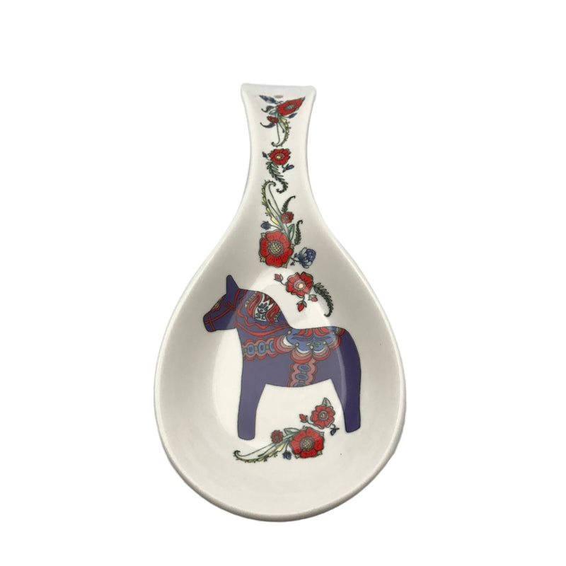 Swedish Blue Dalarna Horse Ceramic Spoon Rest