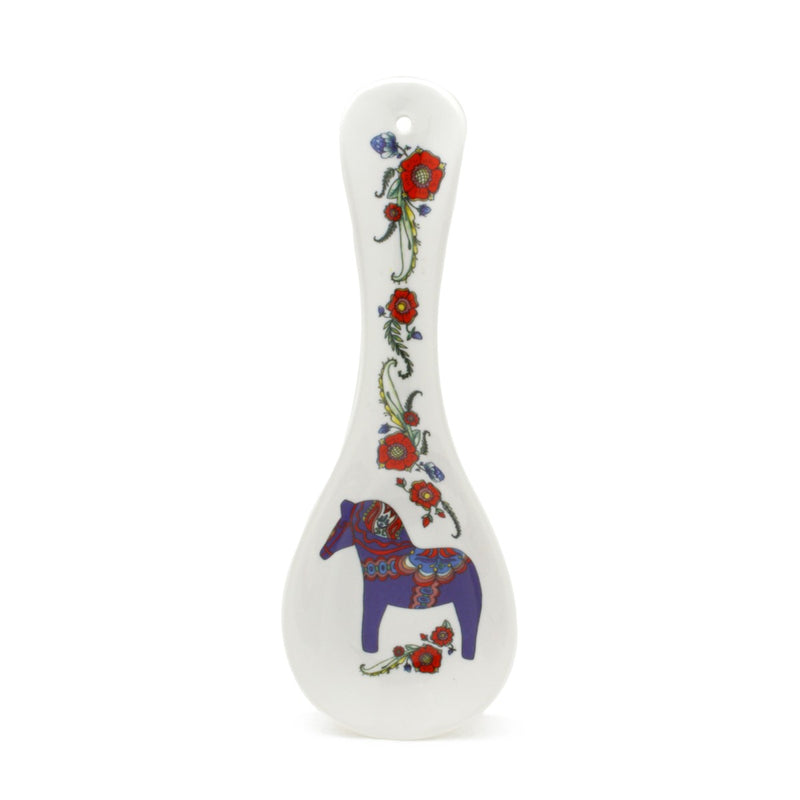 Swedish Blue Dalarna Horse Ceramic Spoon Rest