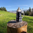 Deutschland Germany Eagle Cobalt Blue Ceramic Beer Stein with Ornate Metal Lid