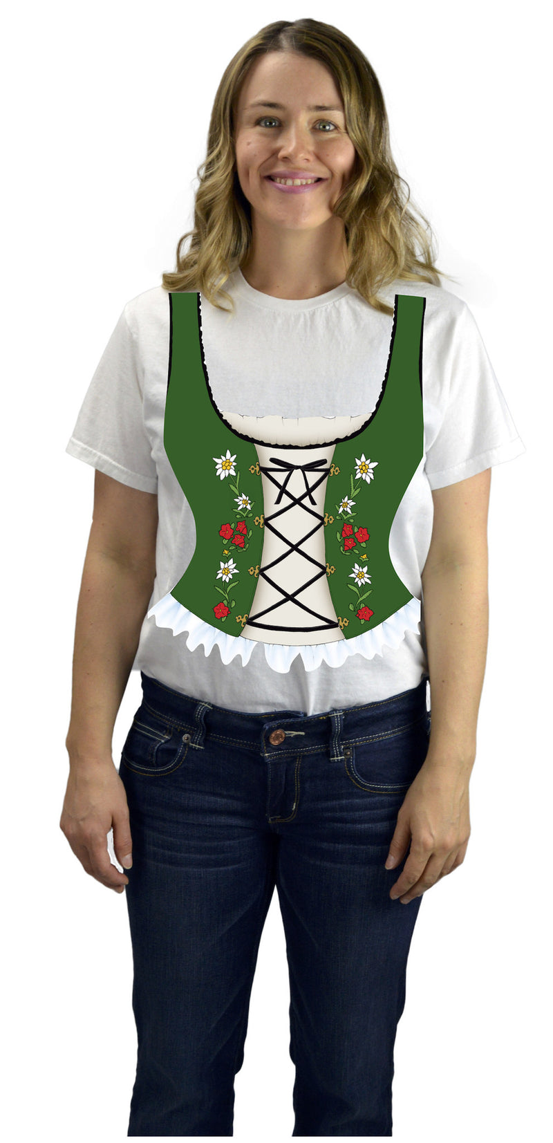 Green Oktoberfest Costume Dirndl T-Shirt - Apparel- Costumes - German - Womens, Apparel- T Shirts, Apparel-Costumes, German, Green, New Products, NP Upload, Small, Under $25, Yr-2015