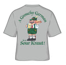 German Tee Shirt  inchesA Grouchy German Is A Sour Kraut inches - Apparel- T Shirts, Apparel-Costumes, Apparel-Shirt-German, German, Germany, Grey, M, Size, SY: Grouchy German, Top-GRMN-B, XXL, XXXL