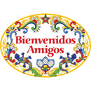 "Bienvenidos Amigos" Decorative Yellow Ceramic Door Sign Geckos Motif