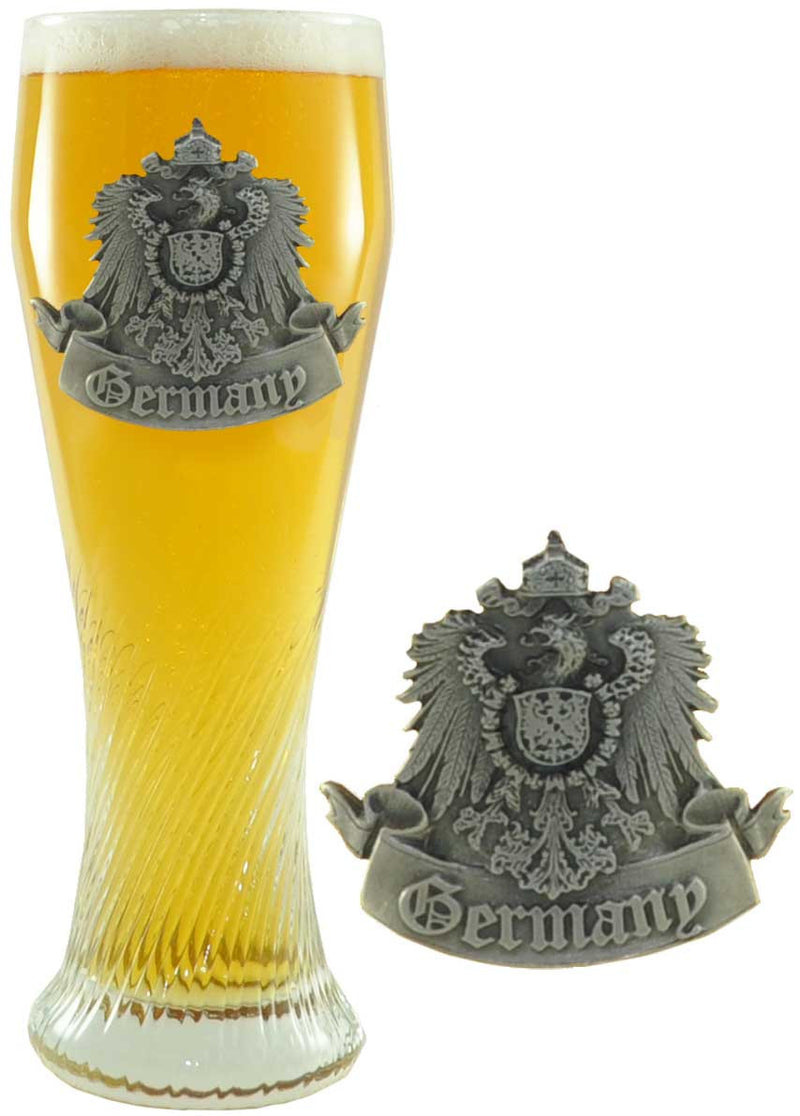 1/2 Liter Pilsner Glass with Germany Pewter Badge - $20 - $50, Beer Glasses, Beer Steins-Glassware, Clear, Glass, Oktoberfest