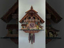 One Day Musical Cuckoo Clock Chalet Volksmarcher raises staff, waterwheel, turret