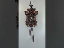 Hunter's Cuckoo Clock with Hand-carved Oak Leaves, Bunny, Bird, and Crossed Rifles, and Buck