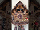 Eight Day Musical Hand Carved and Painted 15"x13" Cuckoo Clock Cottage - Fisherman Raises Pole and Moving Waterwheel
