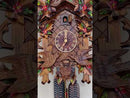 Eight Day Cuckoo Clock with Hand-painted Flowers, Leaves, and Animated Birds Feeding Baby Birds