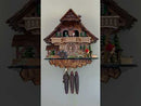 One Day Musical Cuckoo Clock Cottage - Fisherman Raises Pole and Moving Waterwheel