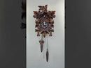 Traditional German Cuckoo Clock with Five Hand-carved Maple Leaves and One Bird