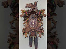 Eight Day Cuckoo Clock with Hand-painted Flowers, Leaves, and Animated Birds Feeding Baby Birds