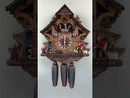 Eight Day Musical Hand Carved and Painted 15"x13" Cuckoo Clock Cottage - Fisherman Raises Pole and Moving Waterwheel
