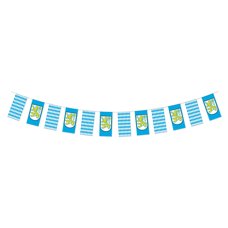 Oktoberfest Bavarian Check Pennant Flag Banner 12 Feet - 10' x 12', Banners, Below $10, Blue, Blue/White/Yellow, Hanging Decorations, Oktoberfest, Plastic, PS- Oktoberfest Decorations, PS- Oktoberfest Essentials-All OKT Items, PS- Oktoberfest Hanging Decor, PS- Oktoberfest Table Decor, PS-Party Supplies, Tableware, White