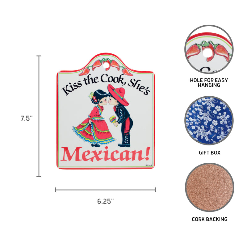 Ceramic Cheeseboard with Cork Backing: Mexican Gifts Ideas